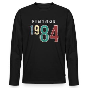 Vintage 1984 Birthday Born year 1984 - Men's Premium Organic Long Sleeve Shirt - black - Front - Nico (187cm)