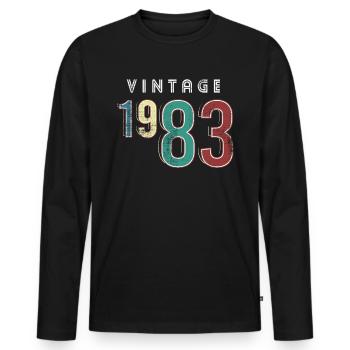 Millésime 1983 Anniversaire Né année 1983 - T-shirt manches longues Premium bio Homme - noir - Devant - Nico (187cm)