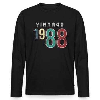Millésime 1988 Anniversaire Né année 1988 - T-shirt manches longues Premium bio Homme - noir - Devant - Nico (187cm)