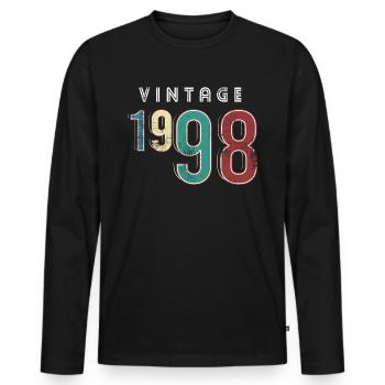 Millésime 1998 Anniversaire Né année 1998 - T-shirt manches longues Premium bio Homme - noir - Devant - Nico (187cm)