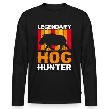 Wild Boar Hunting Hunting Hunter Game Gift - Men's Premium Organic Long Sleeve Shirt - black - Front - Nico (187cm)