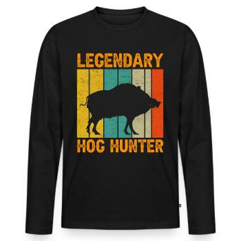 Chasse au sanglier Chasse Chasse Chasse Chasse Gibier Cadeau - T-shirt manches longues Premium bio Homme - noir - Devant - Nico (187cm)