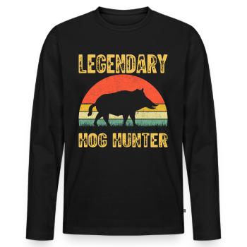 Chasse au sanglier Chasse Chasse Chasse Chasse Gibier Cadeau - T-shirt manches longues Premium bio Homme - noir - Devant - Nico (187cm)
