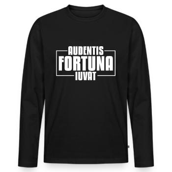 Audentis Fortuna Iuvat Lateinisches Sprichwort - Männer Premium Bio Langarmshirt - Schwarz - Vorne - Nico (187cm)