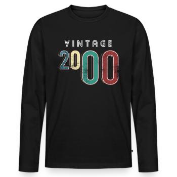 Millésime 2000 Anniversaire Année de naissance 2000 - T-shirt manches longues Premium bio Homme - noir - Devant - Nico (187cm)