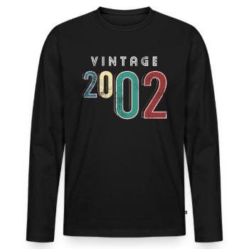 Millésime 2002 Anniversaire Année de naissance 2002 - T-shirt manches longues Premium bio Homme - noir - Devant - Nico (187cm)