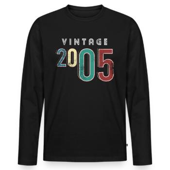 Millésime 2005 Anniversaire Année de naissance 2005 - T-shirt manches longues Premium bio Homme - noir - Devant - Nico (187cm)