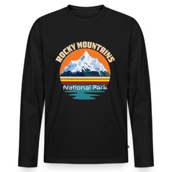 Rocky Mountains National Park Hiking Camping Color - Men's Premium Organic Long Sleeve Shirt - black - Front - Nico (187cm)
