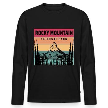 Rocky Mountain Hiking Camping Colorado Nationalpa - Men's Premium Organic Long Sleeve Shirt - black - Front - Nico (187cm)