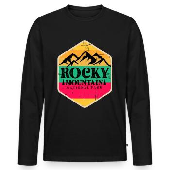 Rocky Mountains National Park Colorado Hiking Camp - Men's Premium Organic Long Sleeve Shirt - black - Front - Nico (187cm)
