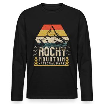 Rocky Mountains Souvenir National Park Hiking Camp - Men's Premium Organic Long Sleeve Shirt - black - Front - Nico (187cm)