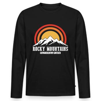 National Park Hiking Rocky Mountains Souvenir Camp - Men's Premium Organic Long Sleeve Shirt - black - Front - Nico (187cm)