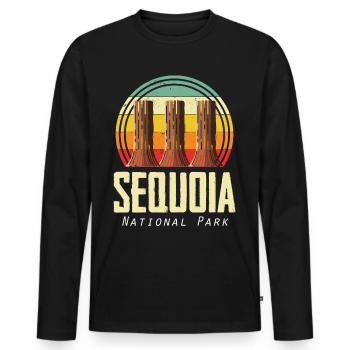 Parc national de Sequoia Sequoias Randonnée Nature Cam - T-shirt manches longues Premium bio Homme - noir - Devant - Nico (187cm)