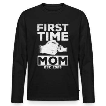Announcement of pregnancy For the first time - Men's Premium Organic Long Sleeve Shirt - black - Front - Nico (187cm)