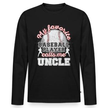 Baseball Oncle Oncle Joueur de baseball Cadeau - T-shirt manches longues Premium bio Homme - noir - Devant - Nico (187cm)
