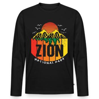 Zion National Park Utah Canyon Souvenir Hiking Cam - Men's Premium Organic Long Sleeve Shirt - black - Front - Nico (187cm)