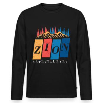 Zion National Park Souvenir Canyon Utah Hiking Cam - Men's Premium Organic Long Sleeve Shirt - black - Front - Nico (187cm)