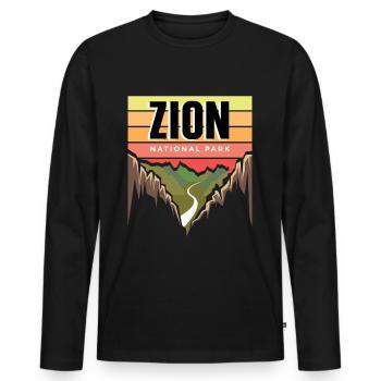 National Park Souvenir Utah Zion Canyon Nature Wall - Men's Premium Organic Long Sleeve Shirt - black - Front - Nico (187cm)