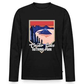 Crater Lake Volcano Lake Mountains Hiking - Men's Premium Organic Long Sleeve Shirt - black - Front - Nico (187cm)