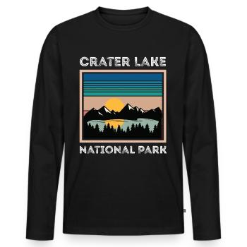 Crater Lake Camping Volcano Lake Hiking - Men's Premium Organic Long Sleeve Shirt - black - Front - Nico (187cm)