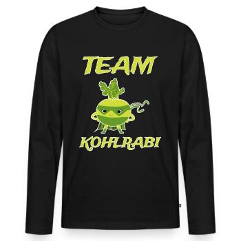 Kohlrabi Superheld Design Spruch - Männer Premium Bio Langarmshirt - Schwarz - Vorne - Nico (187cm)