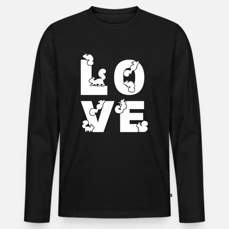 Eichhörnchen LOVE Niedliches Eichhörnchen - Männer Premium Bio Langarmshirt - Schwarz