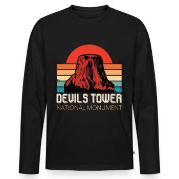 Devils Tower National Monument Souvenir Wyoming - T-shirt manches longues Premium bio Homme - noir - Devant - Nico (187cm)