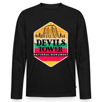 Devils Tower Wyoming National Monument Souvenir - T-shirt manches longues Premium bio Homme - noir - Devant - Nico (187cm)