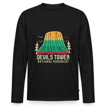 Devils Tower NationalDémarque Randonnée Wyoming Nature - T-shirt manches longues Premium bio Homme - noir - Devant - Nico (187cm)