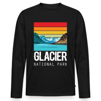 Glacier National Park Souvenir Montana USA - Men's Premium Organic Long Sleeve Shirt - black - Front - Nico (187cm)