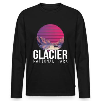 Montana National Park Glacier Souvenir Lake and Mountain - Men's Premium Organic Long Sleeve Shirt - black - Front - Nico (187cm)