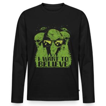 Alien - Männer Premium Bio Langarmshirt - Schwarz - Vorne - Nico (187cm)