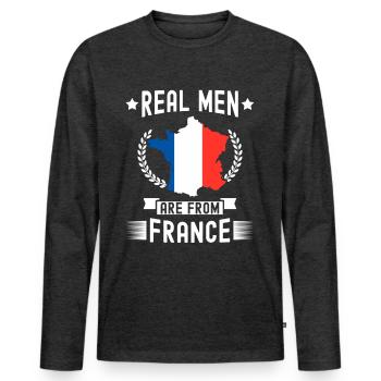 France - T-shirt manches longues Premium bio Homme - anthracite chiné - Devant - Nico (187cm)