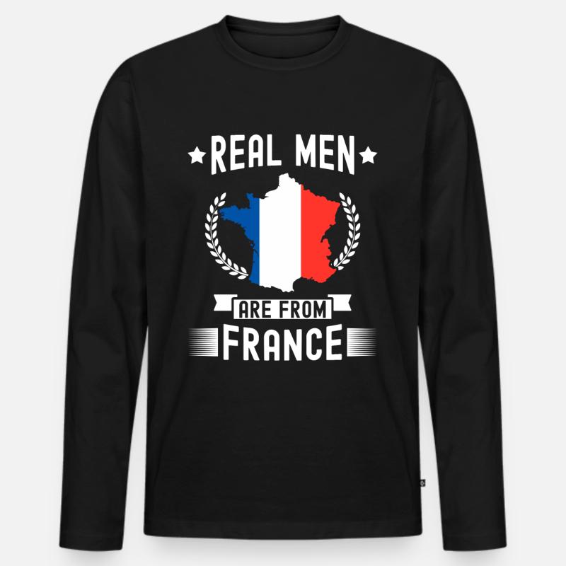 Frankreich - Männer Premium Bio Langarmshirt - Schwarz