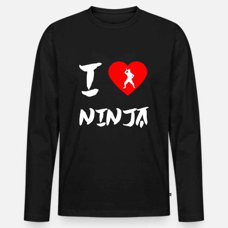 Ninja - Männer Premium Bio Langarmshirt - Schwarz