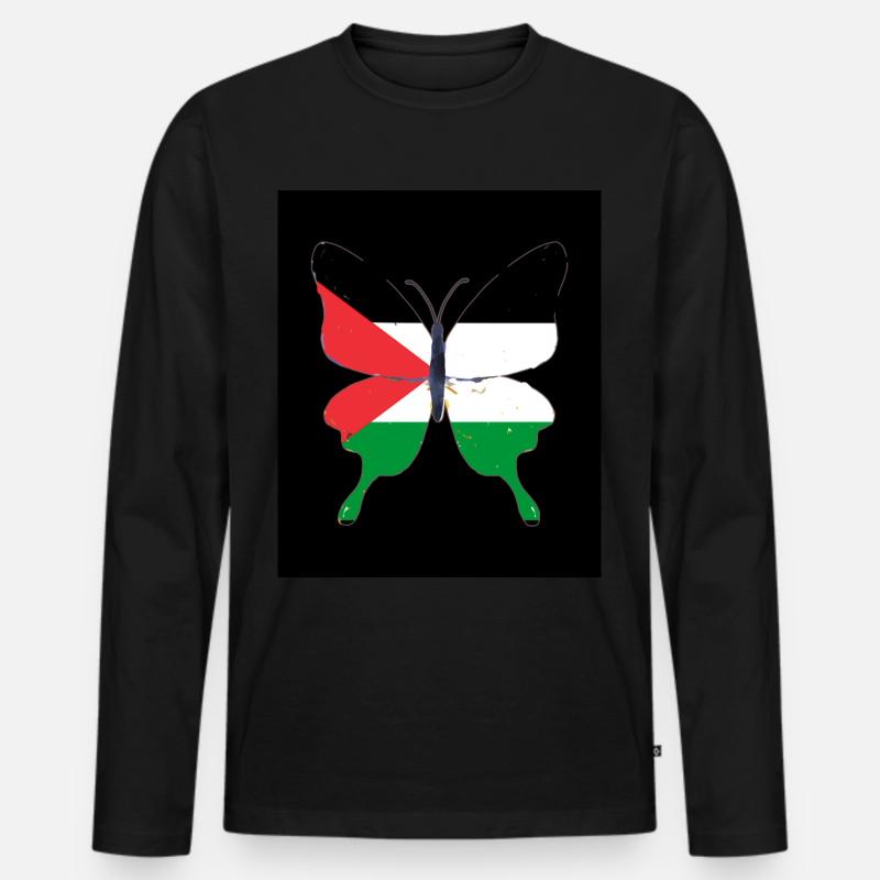 Palästina - Männer Premium Bio Langarmshirt - Schwarz