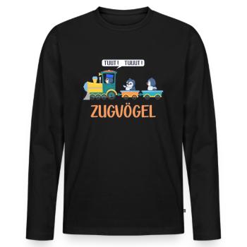 Pinguin Wortspiel Zugvögel Lustiger Spruch Zug - Männer Premium Bio Langarmshirt - Schwarz - Vorne - Nico (187cm)