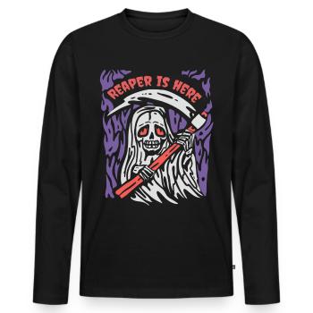 Halloween Reaper Sense Horreur Grim Reaper - T-shirt manches longues Premium bio Homme - noir - Devant - Nico (187cm)