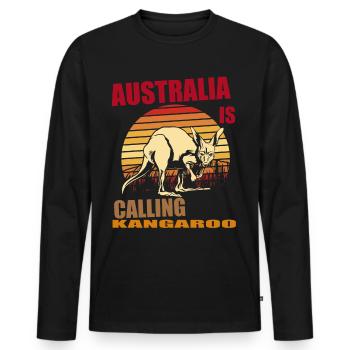 Känguru Retro Australien Calling Outback - Männer Premium Bio Langarmshirt - Schwarz - Vorne - Nico (187cm)
