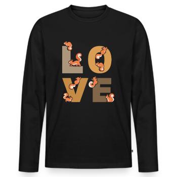 Écureuil LOVE Écureuil Nice Écureuil - T-shirt manches longues Premium bio Homme - noir - Devant - Nico (187cm)
