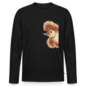 Drôle d’écureuil, écureuil, écureuil - T-shirt manches longues Premium bio Homme - noir - Devant - Nico (187cm)
