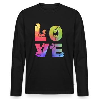 Écureuil Amour Écureuils Mignon Écureuil - T-shirt manches longues Premium bio Homme - noir - Devant - Nico (187cm)