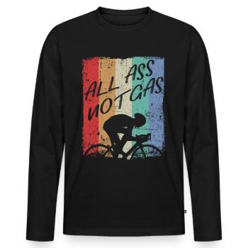 Cycling Road Bike Bicycle Gravel Time Trial Bike - Men's Premium Organic Long Sleeve Shirt - black - Front - Nico (187cm)