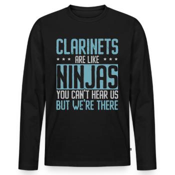 Klarinetten sind wie Ninjas Du kannst uns nicht hö - Männer Premium Bio Langarmshirt - Schwarz - Vorne - Nico (187cm)