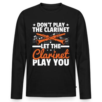 Ne jouez pas de la clarinette, mais de la clarinette - T-shirt manches longues Premium bio Homme - noir - Devant - Nico (187cm)