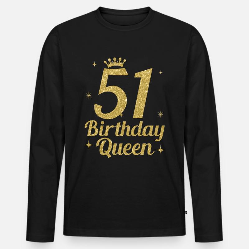 Birthday Queen 51 - Männer Premium Bio Langarmshirt - Schwarz