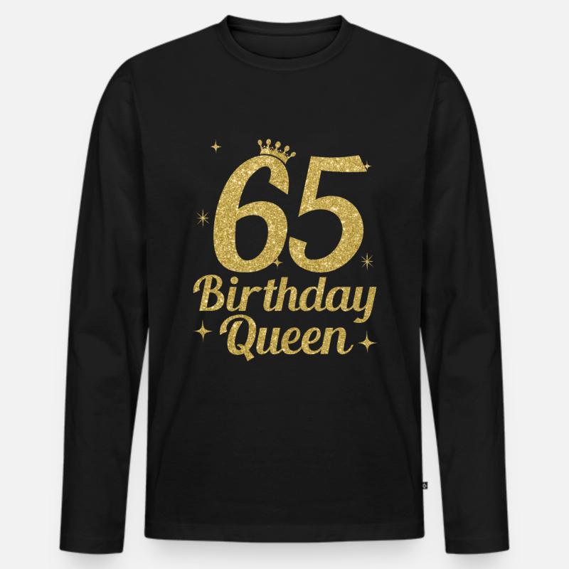 Birthday Queen 65 - Männer Premium Bio Langarmshirt - Schwarz