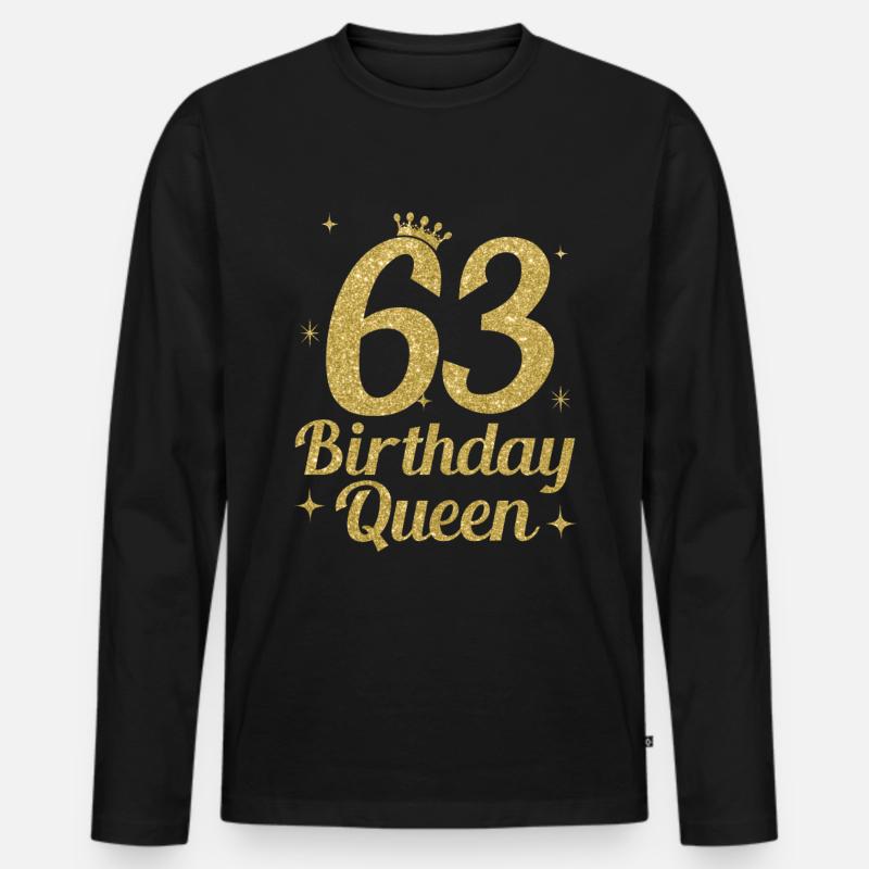 Birthday Queen 63 - Männer Premium Bio Langarmshirt - Schwarz