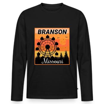 Branson Missouri Grande Roue Vacances Camping Randonnée - T-shirt manches longues Premium bio Homme - noir - Devant - Nico (187cm)