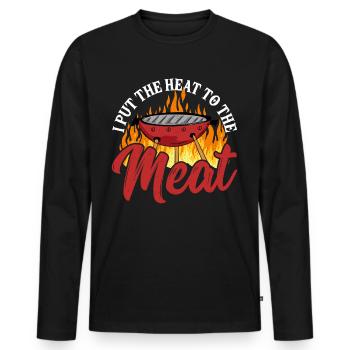 Grillen Grill BBQ Fleisch Grillmeister Grillieren - Männer Premium Bio Langarmshirt - Schwarz - Vorne - Nico (187cm)